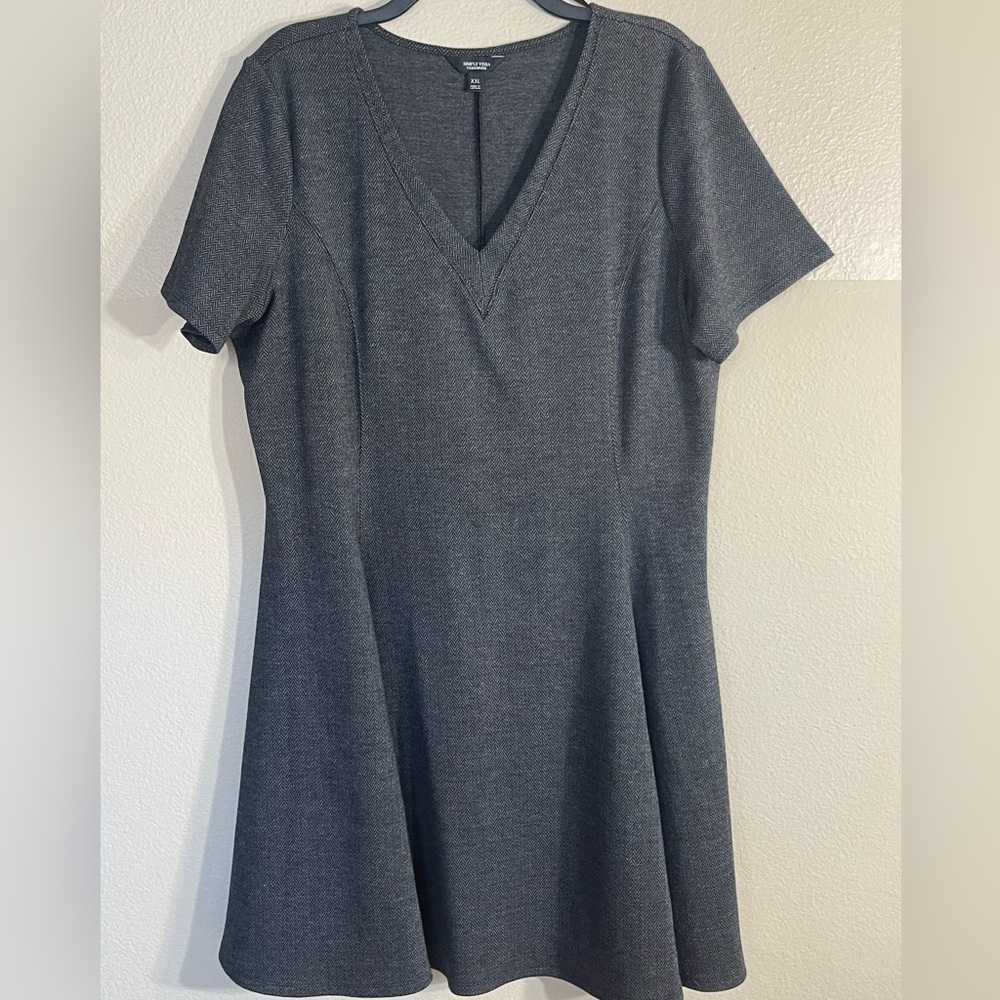 Simply Vera Vera Wang Gray Flutter Sleeve A-Line Dress plus x